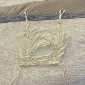 Elegant Cream white Ruched Women's Top cropped